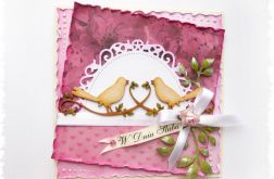 Kartka na ślub z ptaszkami