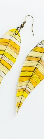 Kolczyki Piórka - pastelowe żółcie