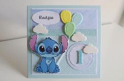 Personalizowana kartka urodzinowa Stich z balonami