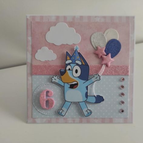 Kartka na urodziny Bluey z balonikami