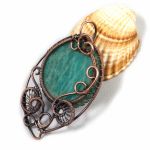 Amazonit, Miedziany wisior z amazonitem - miedziany wisiorek wire wrapped