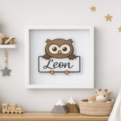 Personalizowana ramka 3D z imieniem sowa