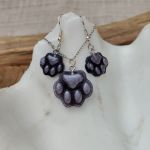 Fioletowa Łapka – komplet biżuterii z motywem psiej łapy - 2