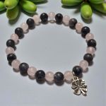 Bransoletka z labradorytu i różowego kwarcu - bransoletka labradoryt i różowy kwarc