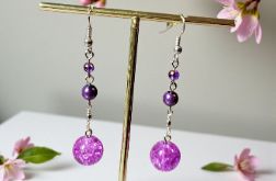 Fioletowe kolczyki crackle