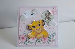 Personalizowana kartka urodzinowa ręcznie robiona Simba Król Lew