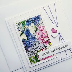 Kartka z życzeniami zdrowia kwiaty motyle