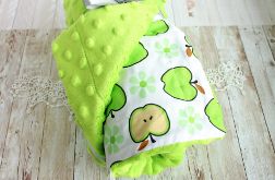 Kocyk minky bawełna zielone jabłuszka GOTOWY