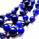 Kobalt naszyjnik sznurek i szkło - 