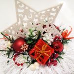 Stroik dekoracja Boże Narodzenie Gwiazda w czerwieni - Ozdoba świątecznego stołu