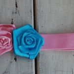 Opaska niemowlęca "Róż z turkusem" - 