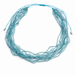 Naszyjnik Krótki Niebieskie Tulipany Sznurek Korale - 