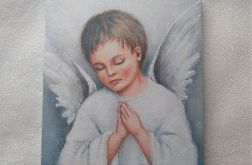 obrazek do powieszenia z aniołkiem na I Komunię lub Chrzest Sw.