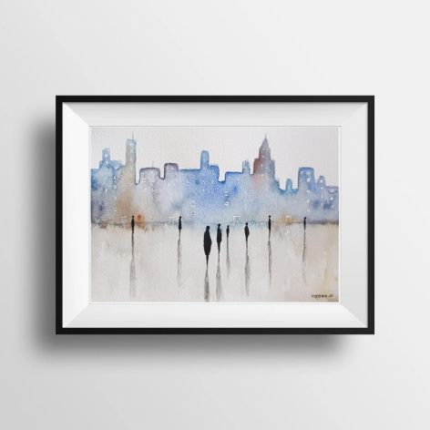 Miasto 2-akwarela formatu A5.