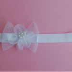 Opaska niemowlęca - "Kokardka w bieli" - 