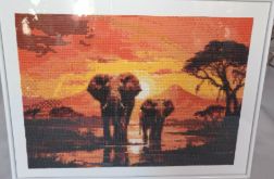 Obrazek diamentowy 30x40cm SŁONIE