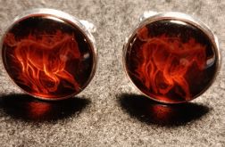 Ogniste rumaki - spinki do mankietów i spinka do krawata