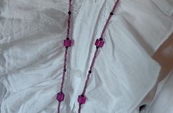 Naszyjnik Długi Sznur Kostki Fioletowe Szkło Weneckie