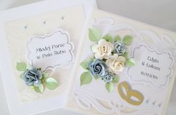 Kartka MŁODEJ PARZE kremowo-niebieska