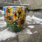 Porcelanowy kubek ręcznie malowany-Słoneczniki  - 