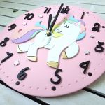 Różowy zegar z jednorożcem dla dziewczynki - Cichy zegar dla dziecka
