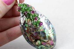 Paua abalone Swarovski i srebro - wisior