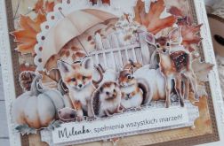 Dziecięca kartka urodzinowa ze zwierzątkami leśnymi