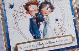 Kartka ślubna z uroczą parą młodą, personalizacja