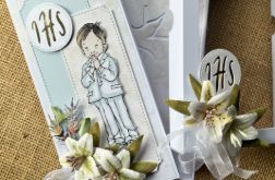 152,Komplet komunijny -kartka w pudełku dla chłopca z życzeniami