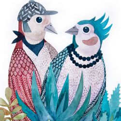 Birds in love wydruk ilustracji