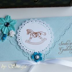 Kartka z okazji narodzin- konik w błękitach