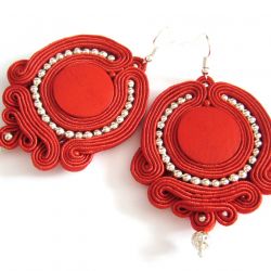 kolczyki sutasz czerwone ze srebrem