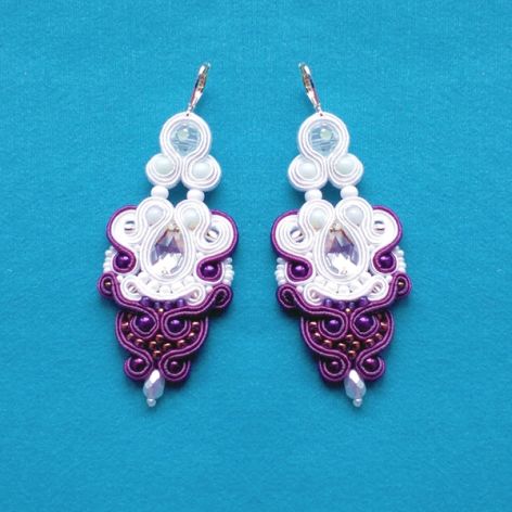 Kolczyki Biało-fioletowe