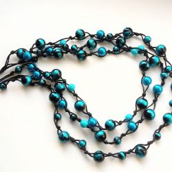Turquoise - Naszyjnik sznurek i szkło