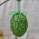 Pisanka dekoracyjna Wiosenna Łąka – zielona zawieszka z motywem kwiatowym 3D - 4