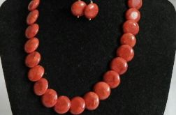 Koral w pastylkach, elegancki, ponaczasowy zestaw biżuterii