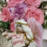 Podziękowanie Anioł Ręcznie Wykonany Ferrero Roche Różowe Skrzydła  - Bok aniołka