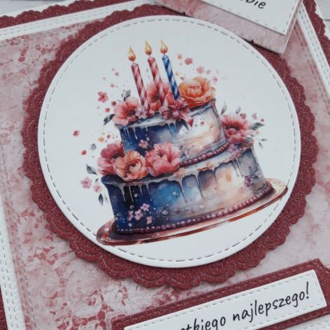Kartka urodzinowa z tortem 2, dla kobiety