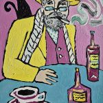 obraz olejny wieczór przy niebieskim stole - 