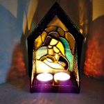 Lampion Święta Rodzina , stajenka witraż - witraż lampion świąteczny