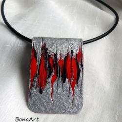 Ręcznie malowany naszyjnik "Płomienie"
