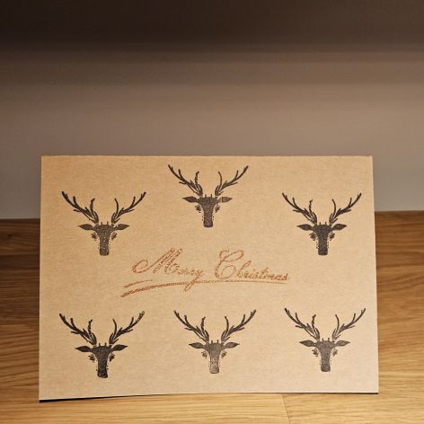 Kartka świąteczna - stemplowana - z brokatem