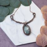 Miedziany naszyjnik wire wrapping z labradorytem #490 - 