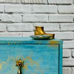 Turkusowa szafka z mandalą, orientalna, ciekawe uchwyty, wysyłka - 