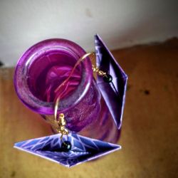 Kolczyki origami łódki fioletowe