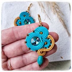 Kolczyki sutasz soutache Swing turkusowe