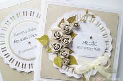 Kartka ŚLUBNA z beżowymi różami