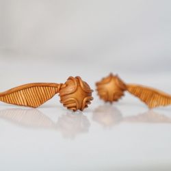 Złoty znicz Golden Snitch - kolczyki wkręty