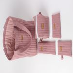 Zestaw prezentowy z lnu - zgaszony róż - komplet lniany dla niej