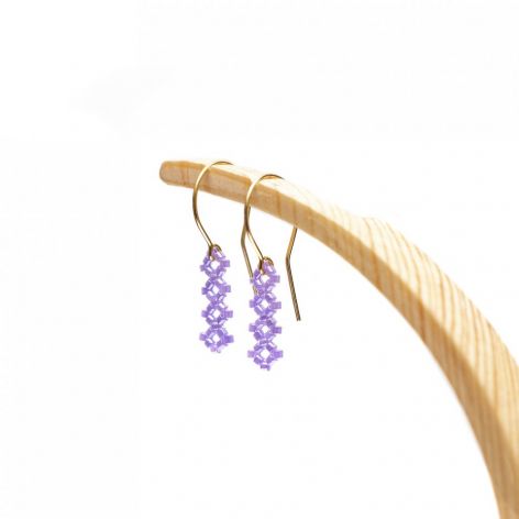 KOLCZYKI GEOMETRA BLOSSOM RĘCZNIE SZYTE, SREBRO POZŁACANE 24K ZŁOTEM.